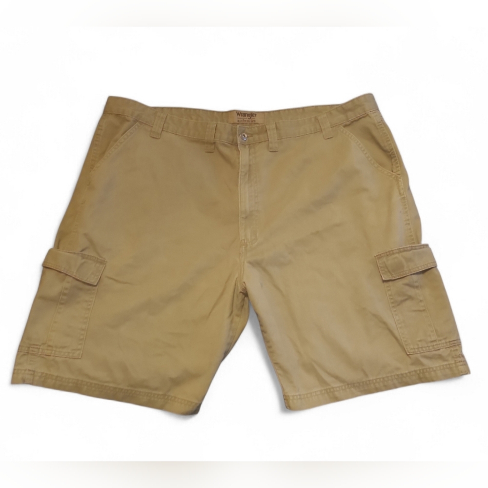 Wrangler Shorts Men's Khaki Cargo Pockets Workwear 9" Inseam 100% Cotton Size 46